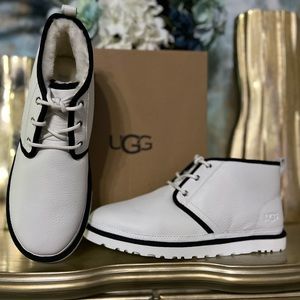 Sold:: New UGG Booties size 13 Men or Unisex: White & Black leather